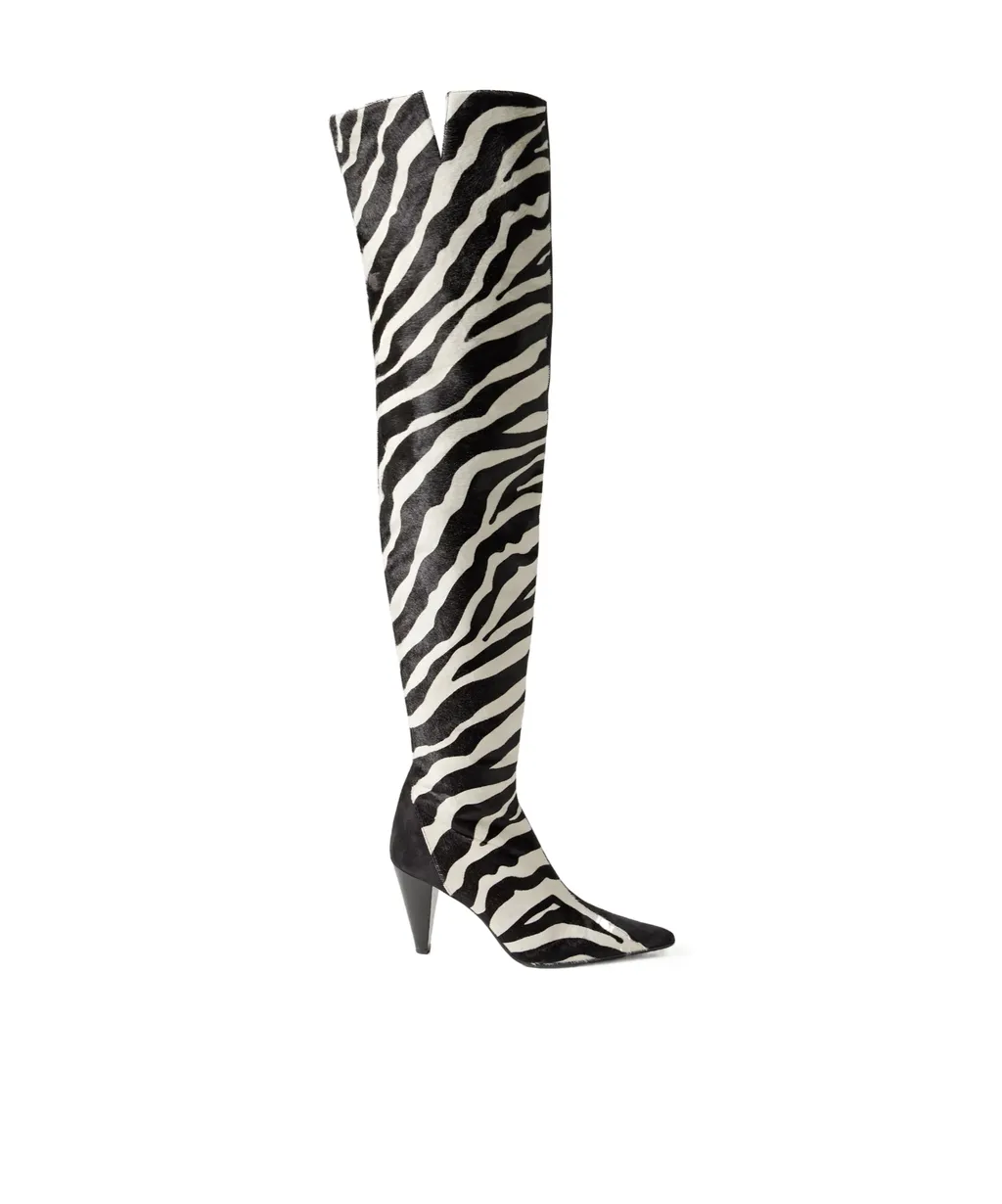 Harvey Zebra-Print Knee-High Boots