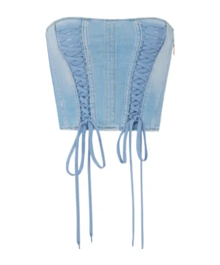 Elisabetta Franchi Denim Bustier Top