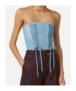 Elisabetta Franchi Denim Bustier Top