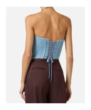Elisabetta Franchi Denim Bustier Top