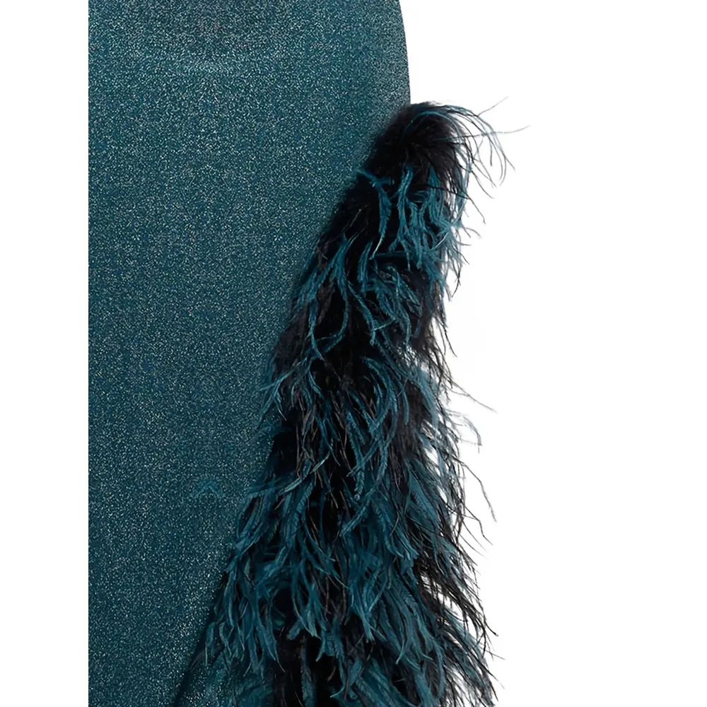 Feather-Trimmed Dress