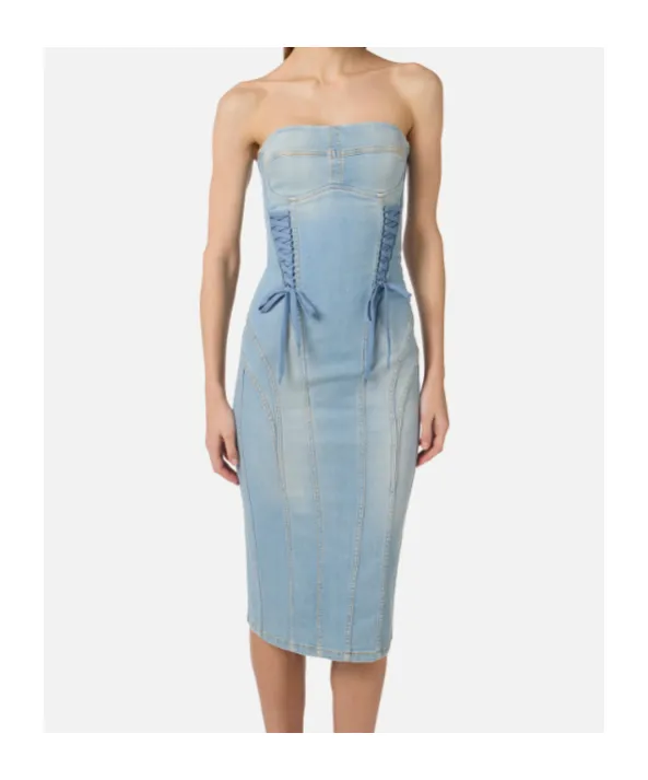 Elisabetta Franchi Off-The-Shoulder Denim Dress