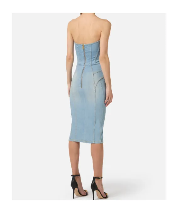 Elisabetta Franchi Off-The-Shoulder Denim Dress