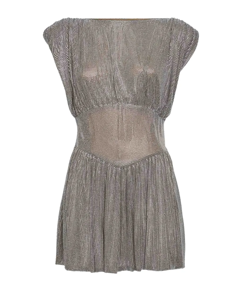 Giuseppe Di Morabito Crystal Mesh Mini Dress