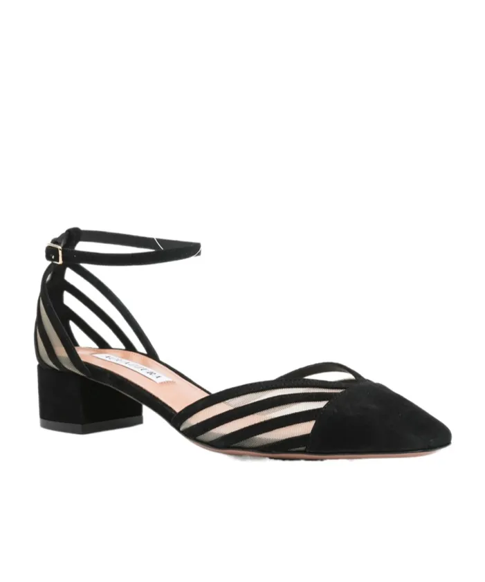 Striped Ankle Strap Pumps