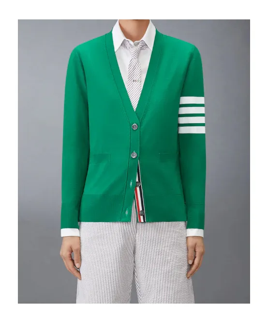 Four-Bar Fine-Merino Wool Cardigan