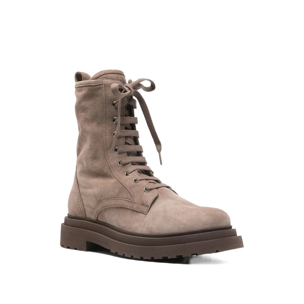 Lace-Up Lug-Sole Ankle Boots