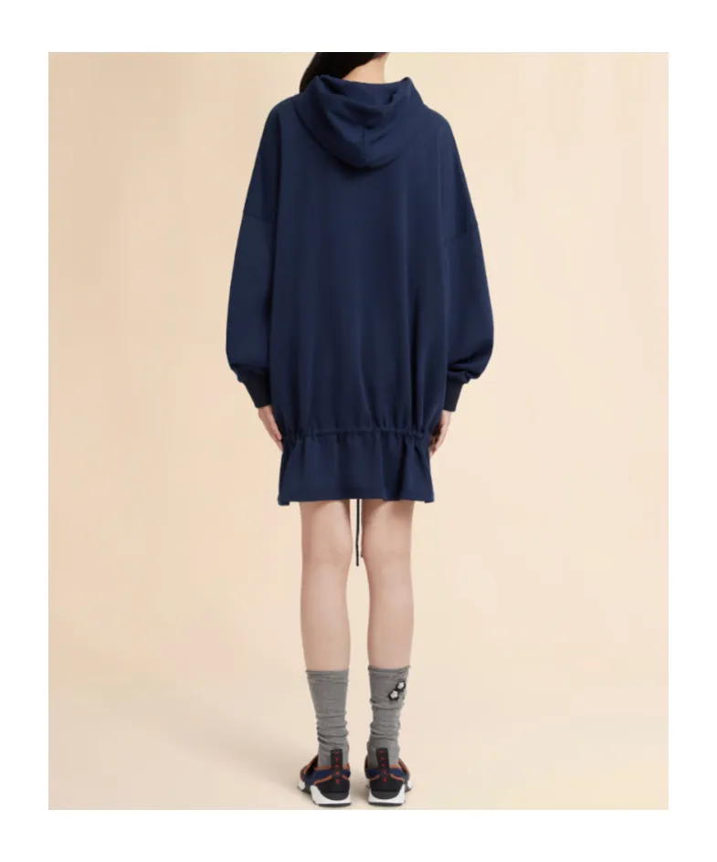 Marni Drawstring Ruffled Hooded Sweatshirt Dress