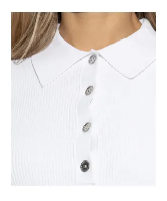 Buttoned Collared Polo Top