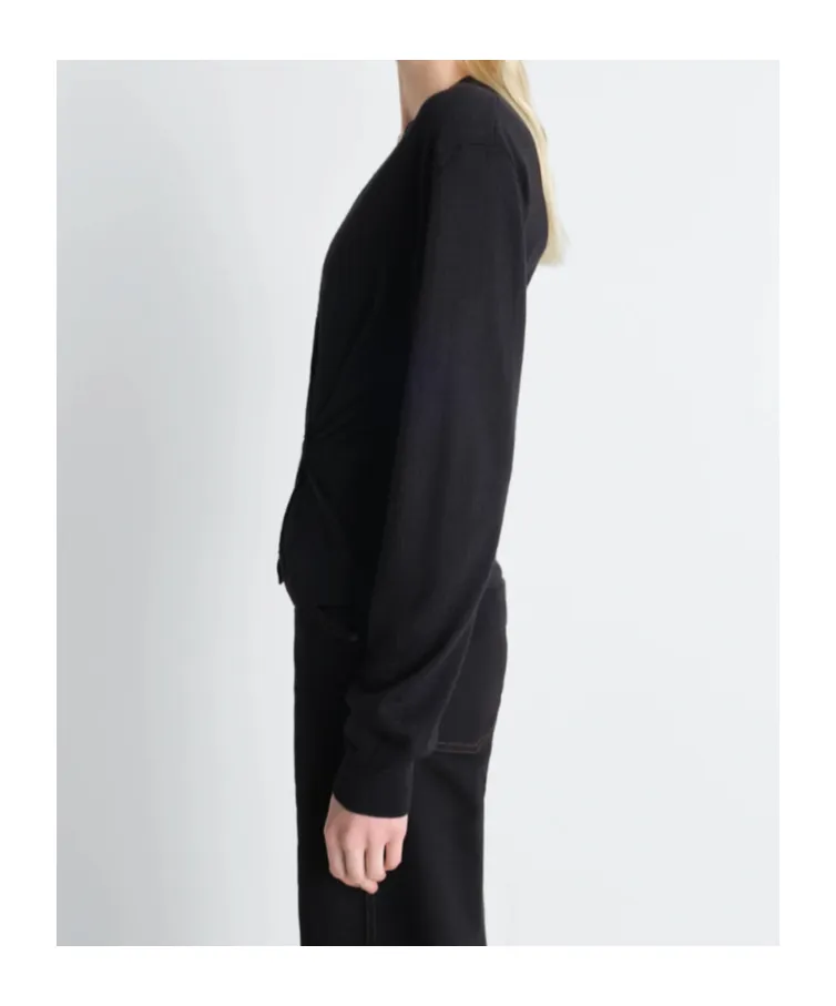 Twisted V Neck Jumper In Merino Blend