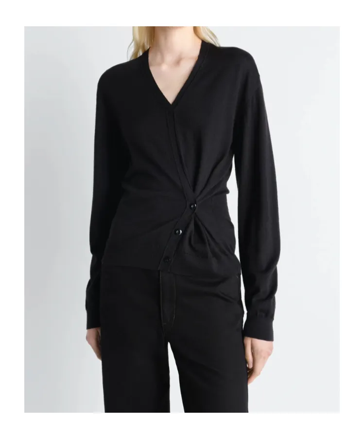Twisted V Neck Jumper In Merino Blend
