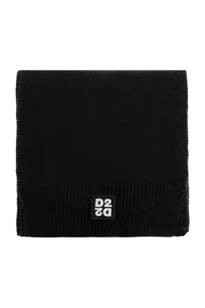 Dsquared2 Logo Patch Ribbed-Knit Beanie Scarf Set
