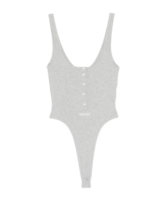 Versace Logo-Embroidered Ribbed Bodysuit