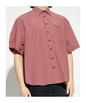 Vetements Logo Patch Checked Short-Sleeve Shirt