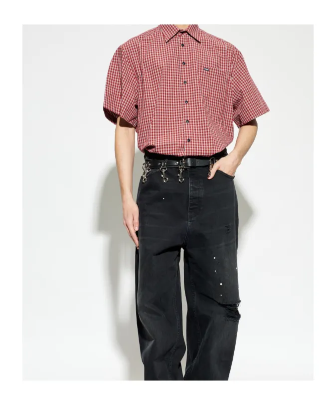 Vetements Logo Patch Checked Short-Sleeve Shirt