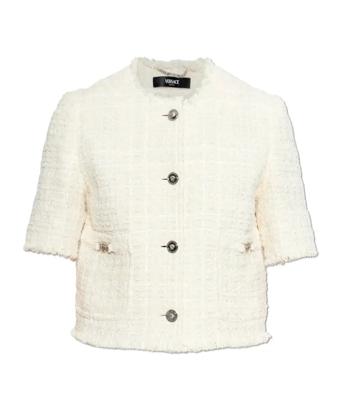 Versace Short Sleeved Tweed Cardigan