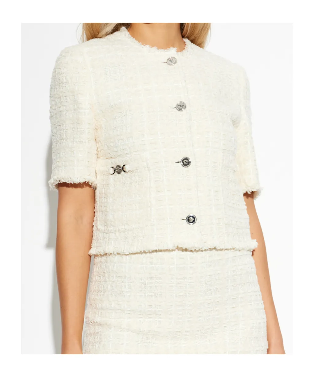 Versace Short Sleeved Tweed Cardigan