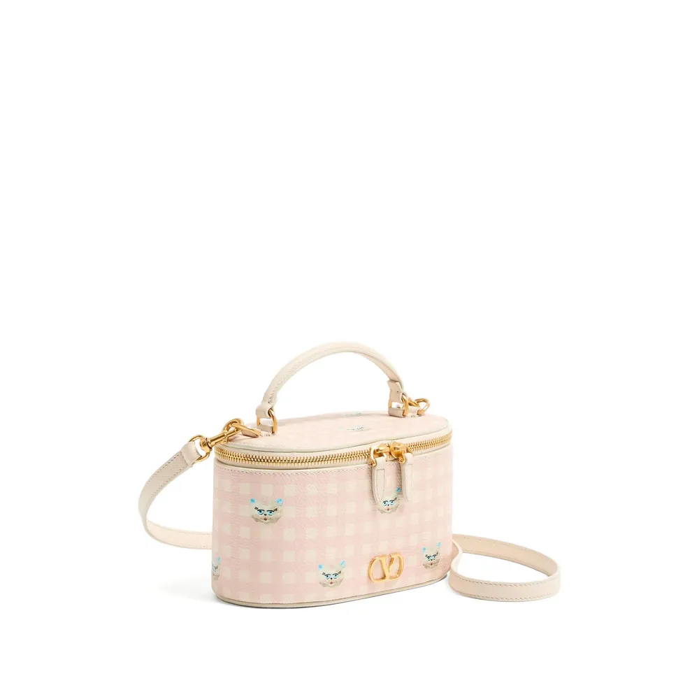 Vlogo Signature Mini Vanity Bag In Le Chat De La Maison Grainy Calfskin