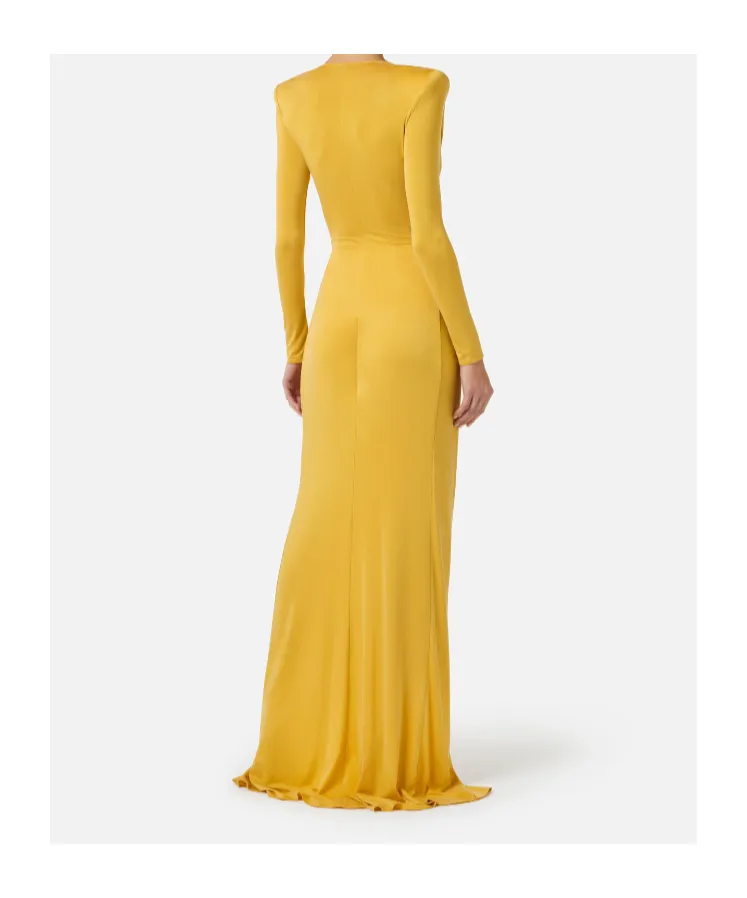 Elisabetta Franchi Plunging V-Neck Red Carpet Dress