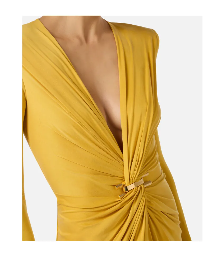 Elisabetta Franchi Plunging V-Neck Red Carpet Dress