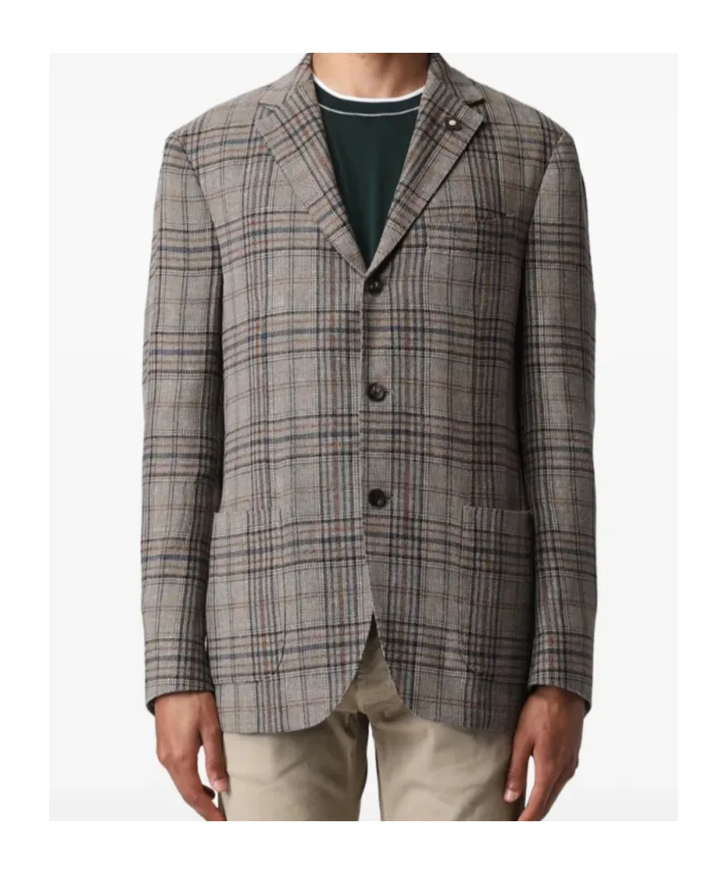 Checked Single-Breasted Blazer