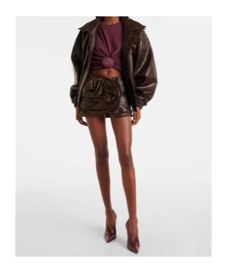 Long-Sleeved Leather Jacket