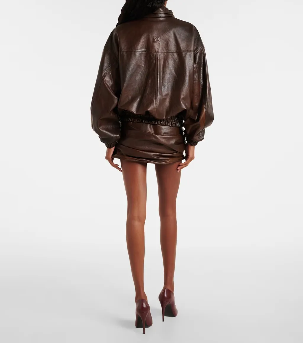 Long-Sleeved Leather Jacket