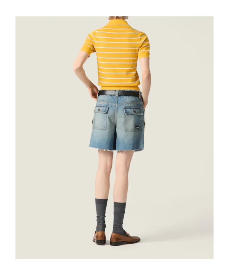 Cargo-Pocket Denim Shorts