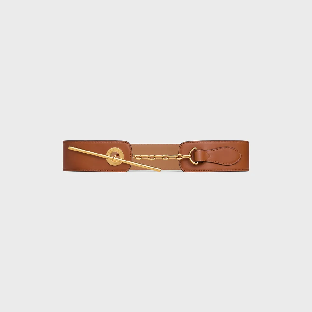 Large 50Mm Celine Disc Belt In Supple Natural Calfskin