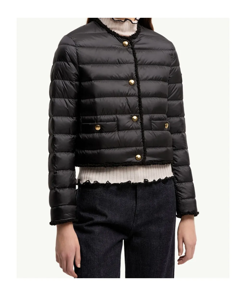 Fleurs Bouclé-Trimmed Short Down Jacket
