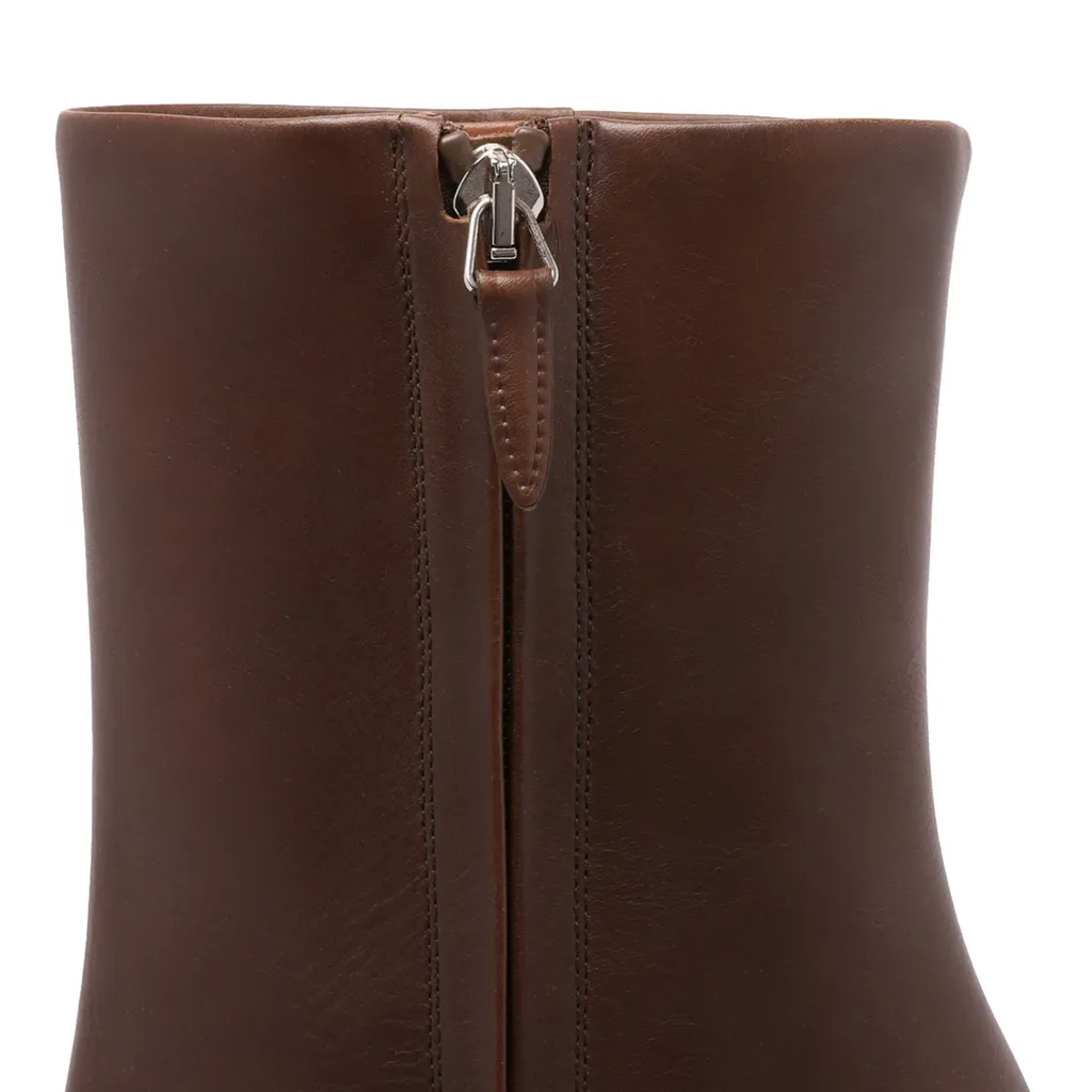 Leather Block-Heel Boots