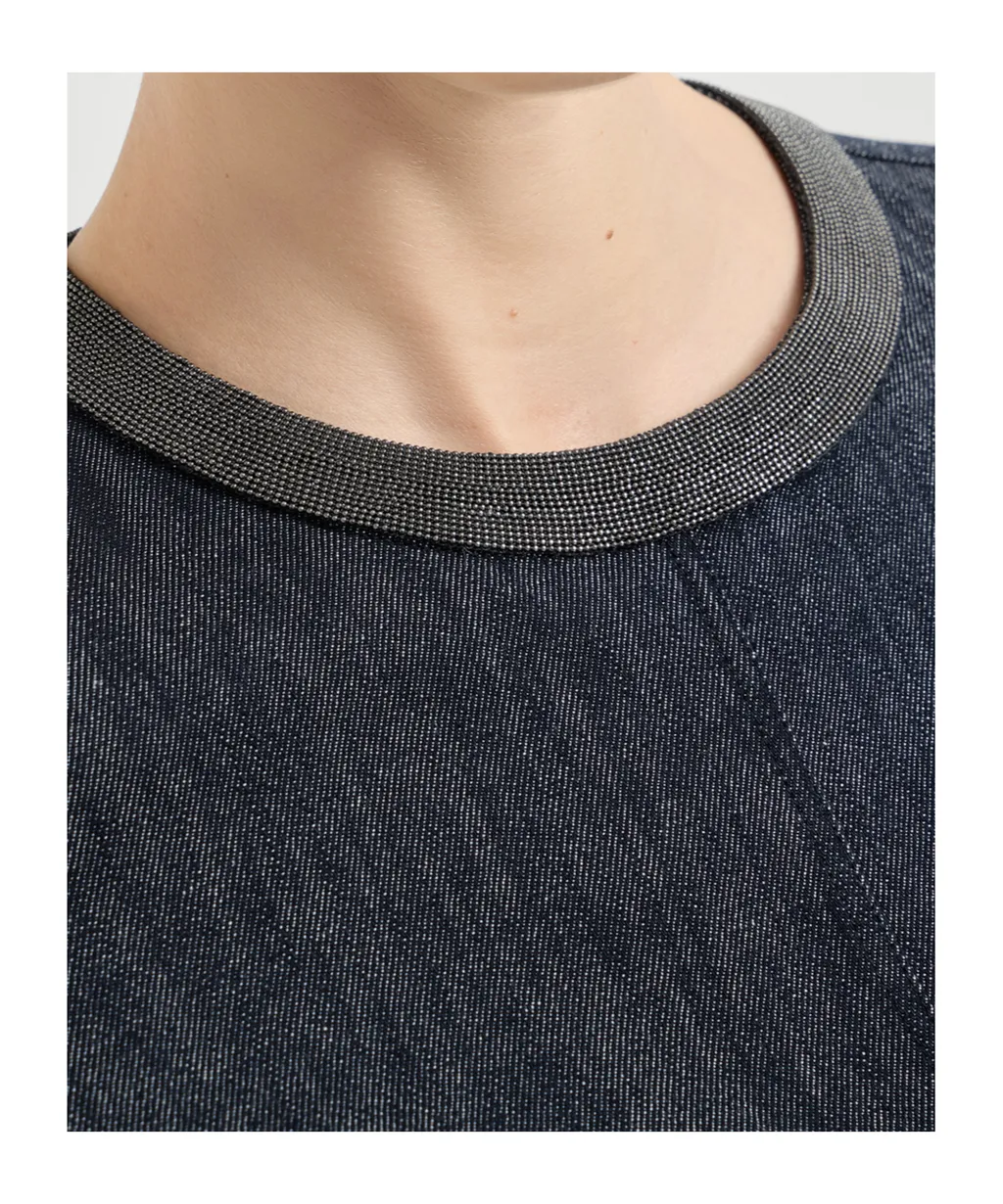 Brunello Cucinelli Short-Sleeved Denim Mini Dress