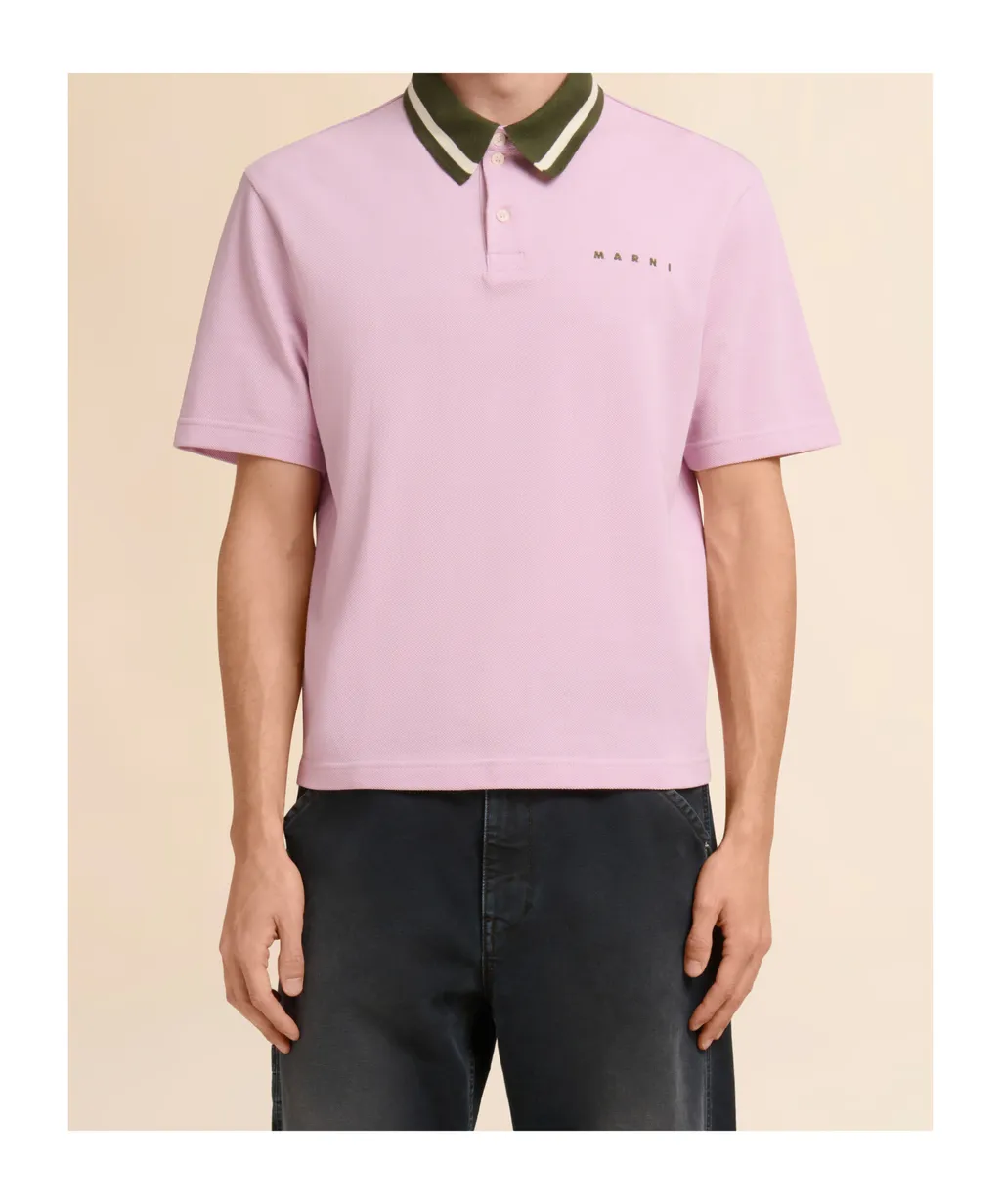 Marni Piqué Striped Polo Shirt