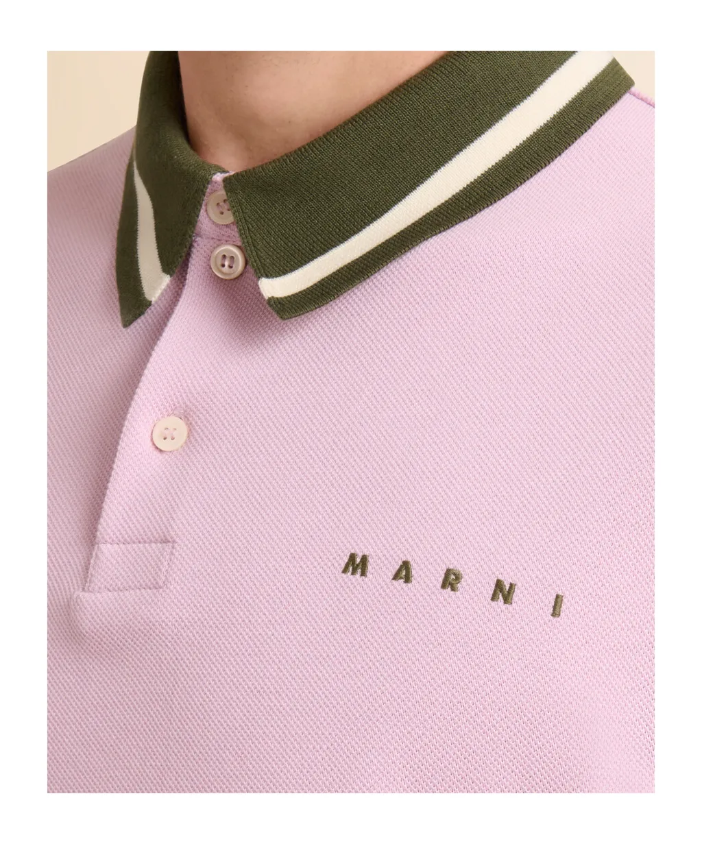 Marni Piqué Striped Polo Shirt