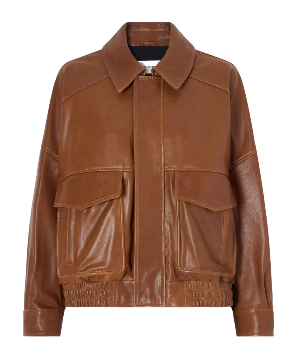 Runa Paneled Leather Bomber Jacket