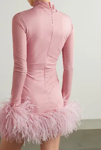 Luna Feather-Trim Draped Minidress
