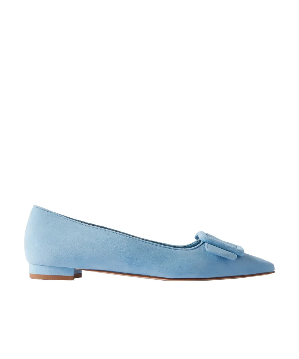Maysale Buckled Suede Point-Toe Flats