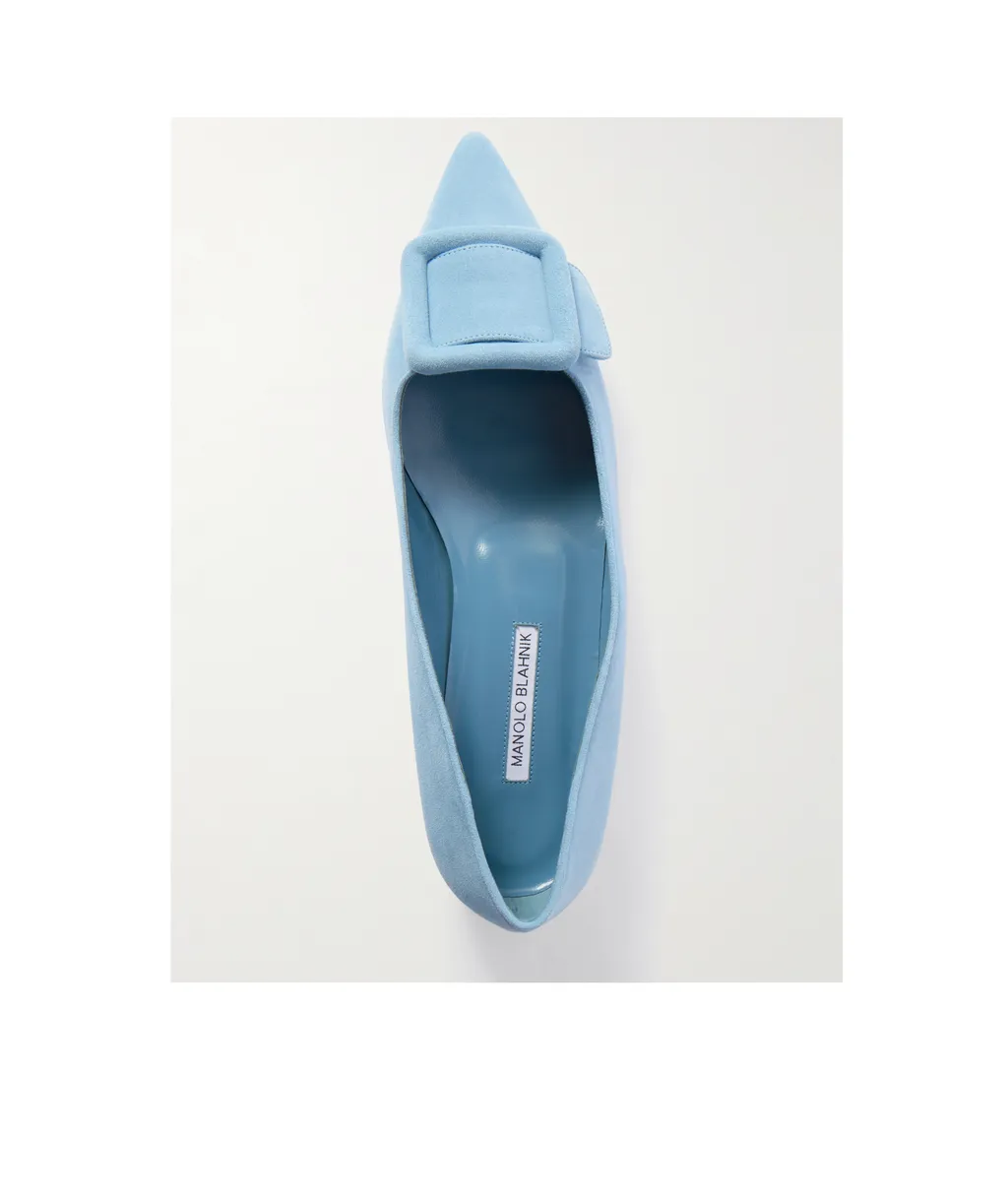 Maysale Buckled Suede Point-Toe Flats