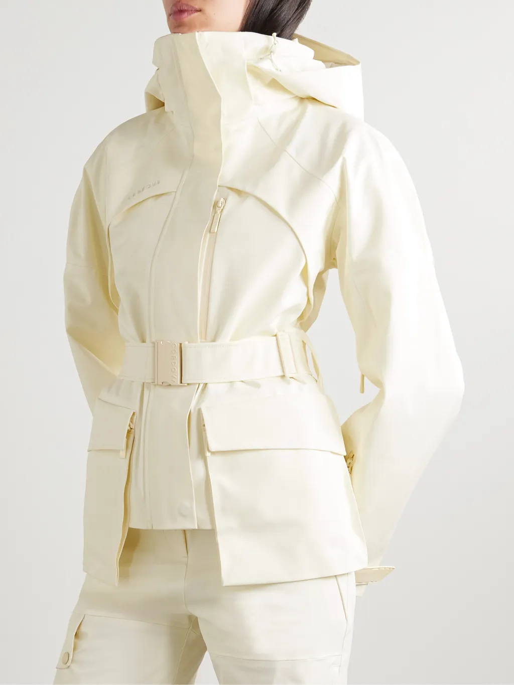 Hooded Belted Ski Casual Jacket