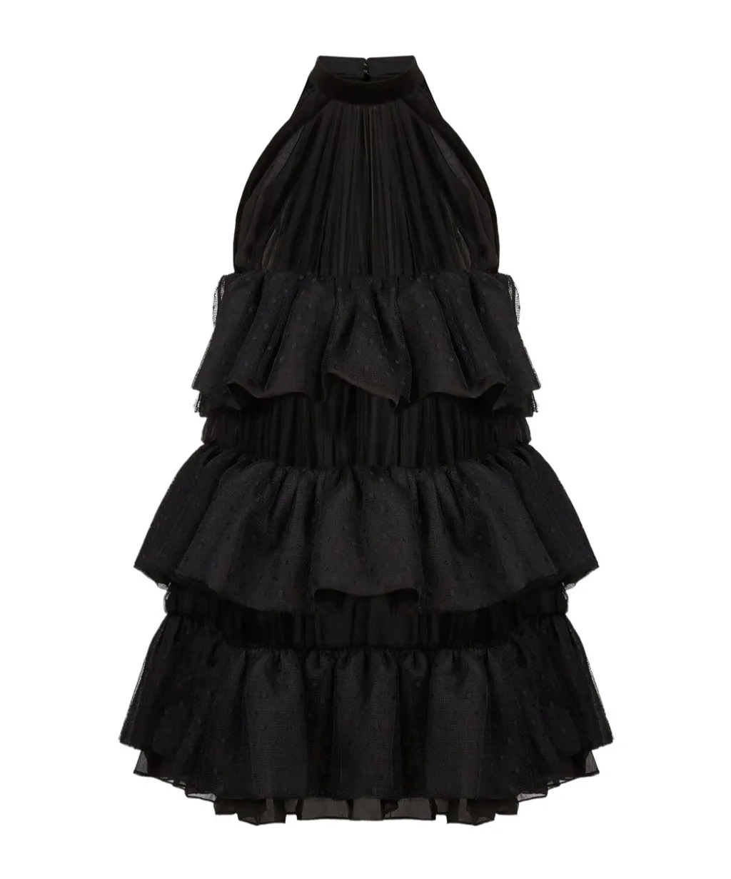 Halterneck Tiered Mini Dress