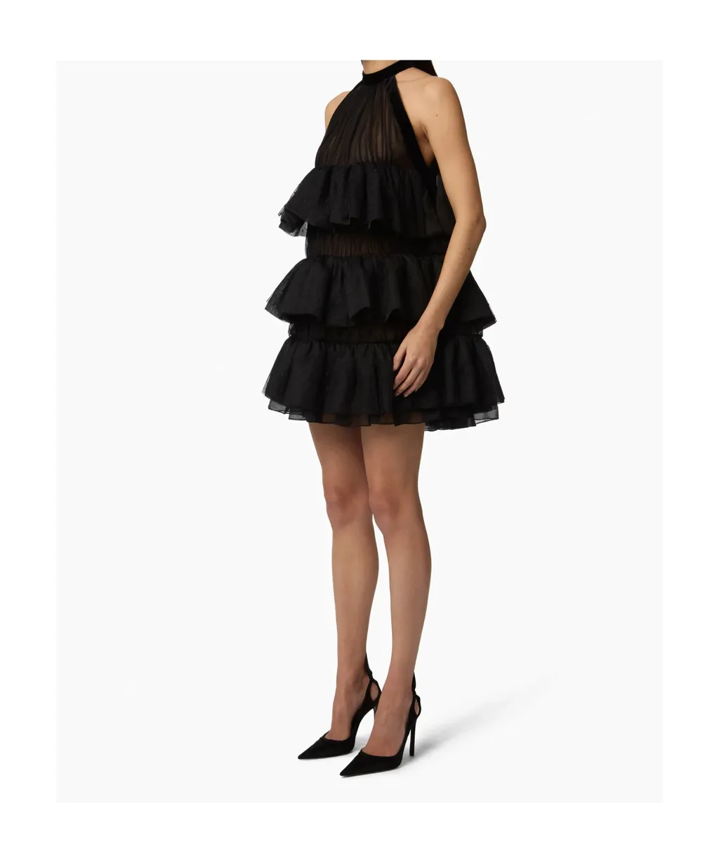 Halterneck Tiered Mini Dress
