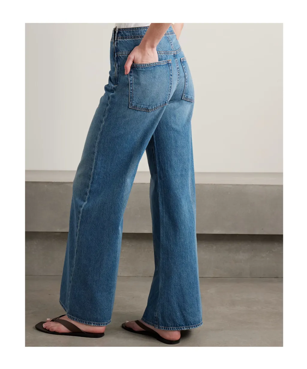 Patchwork High-Waisted Wide-Leg Jeans