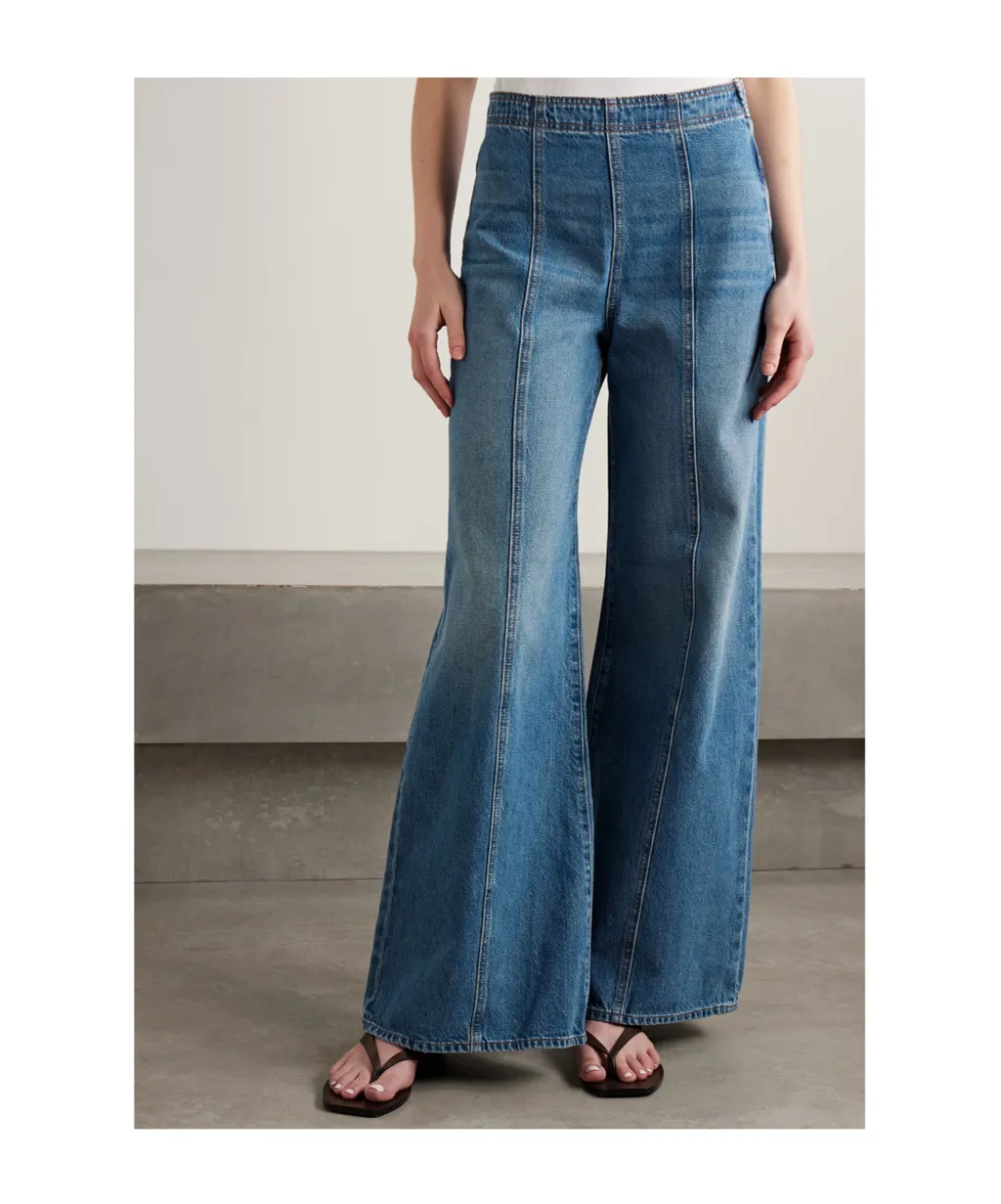 Patchwork High-Waisted Wide-Leg Jeans