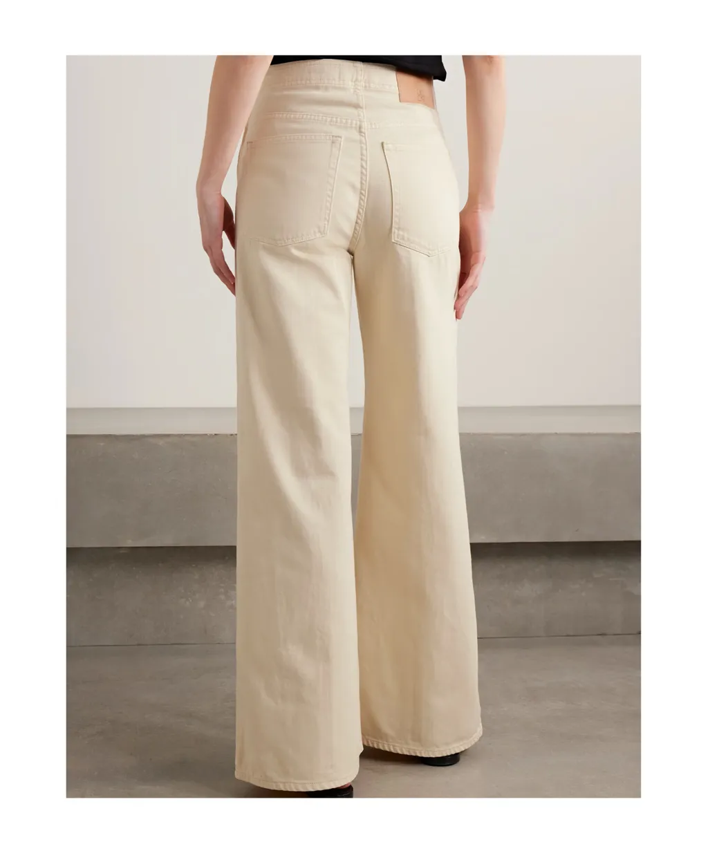 Spliced High-Waisted Wide-Leg Jeans