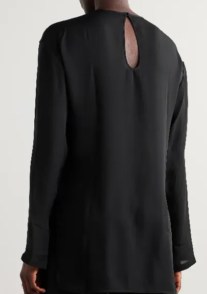Sheer Split-Cuff Blouse