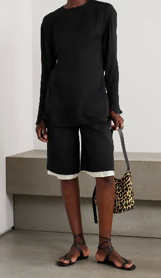 Sheer Split-Cuff Blouse