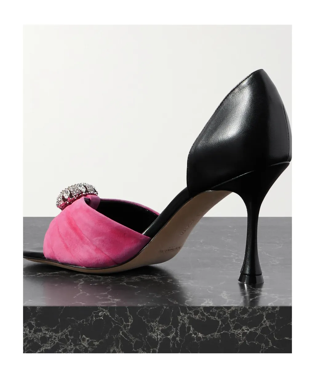 Crystal-Embellished Ruched High-Heeled Sandals