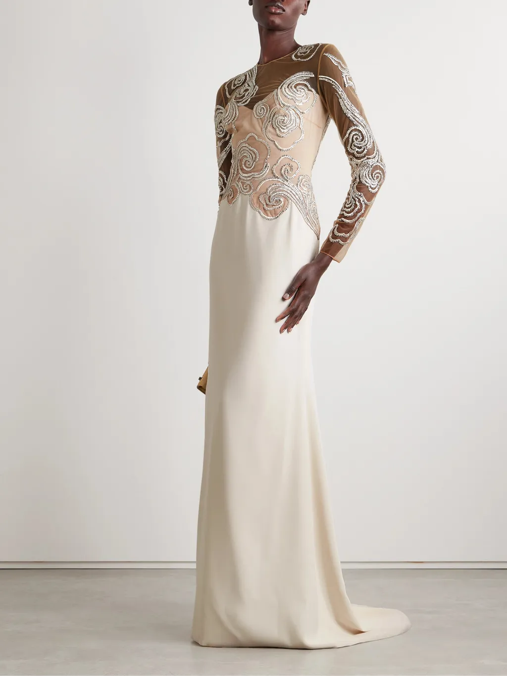 Crystal-Embellished Tulle And Faille Gown