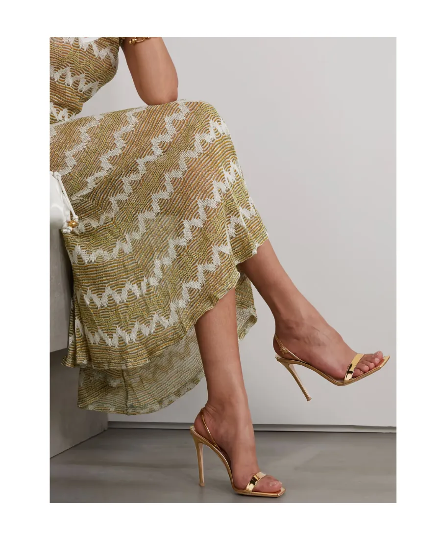 Metallic Hallow-Heeled Sandals