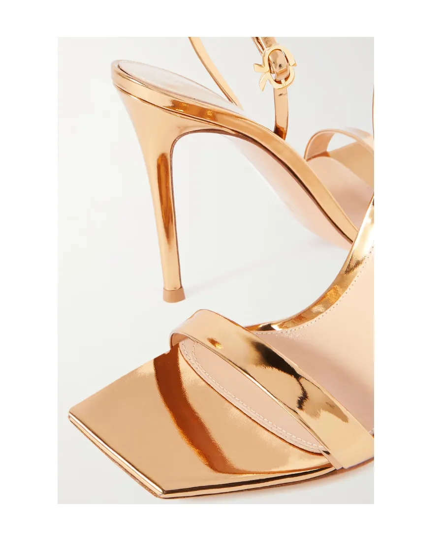 Metallic Hallow-Heeled Sandals